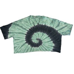 Ninety Percent Green Black Tie Dye Short Sleeve Crop Top Women's Medium
